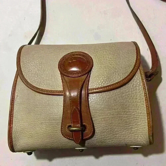 Vintage Dooney & Bourke R25 Medium Essex Bone British Tan Leather Shoulder Bag - Picture 4 of 15